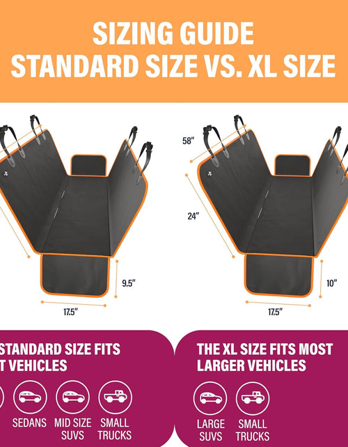 Load image into Gallery viewer, Dog Car Seat Cover Car Seat Protector- Dog Seat Cover for Back Seat of Suvs, Trucks, Cars - Waterproof &amp; Convertible Dog Hammock for Car Backseat - Dog Travel Accessories -Orange, XL
