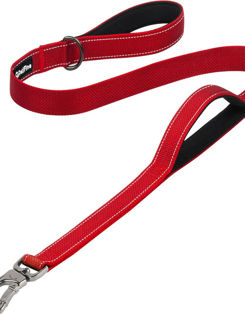 Load image into Gallery viewer, 4FT Heavy Duty Dog Leash with Soft Padded Double Handle, Durable Strong Clasp Dog Leashes, Reflective Nylon Walking Lead for Large,Medium,Small Breed Dogs, Red

