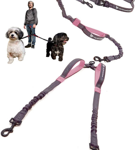 Exquisite Hands Free Double Dog Leash for Small Dogs | Dual Dog Leash | Two Dog Leash No Tangle | Multiple Dog Leash for 2 Dogs | Double Leash | Leash Splitter | Double Clip Leash Coupler