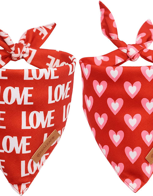 Load image into Gallery viewer, Holiday Dog Bandanas 2 Pack, Triangle Reversible Valentine'S Day Pet Scarf for Boy and Girl, Premium Durable Fabric, Bandana for Medium and Large Dogs (Large)
