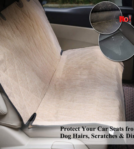 Dog Seat Covers, Dog Backseat Cover Pet Bench Protectors with Anti-Slip Backing, Back Seats Cover Rear Seat Covers Car Seat Cover for Dogs, Heather Khaki, 46" L * 52" W