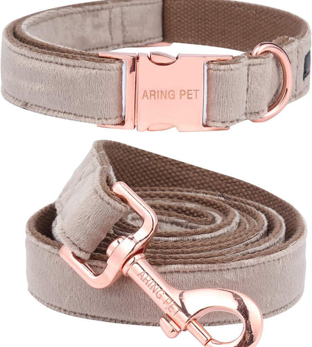 Dog Collar and Leash, Velvet Dog Collar and Leash Set, Soft & Comfy, Adjustable Collars for Dogs