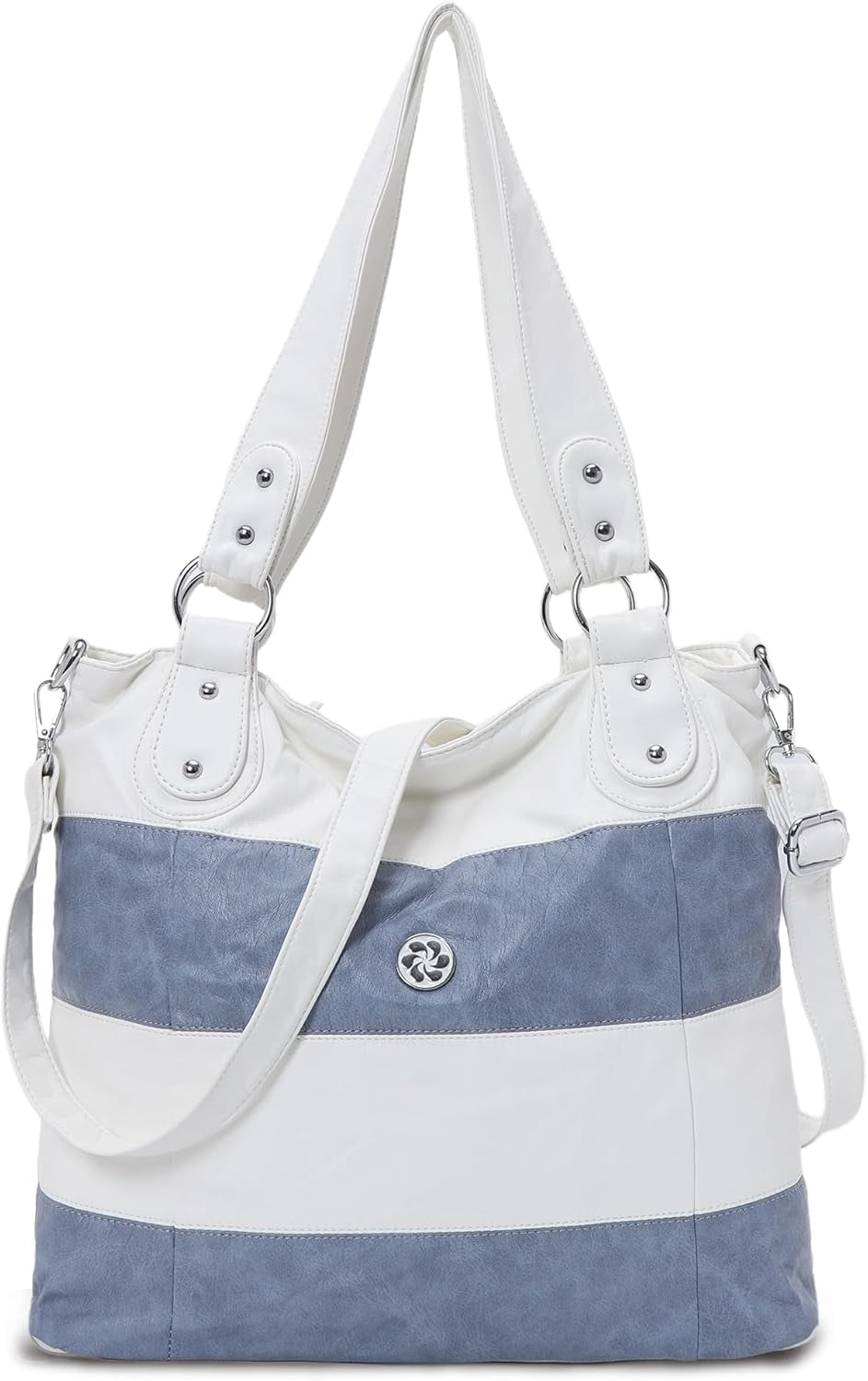 Hobo Shoulder Purses for Women Large Soft Washed PU Leather Stripe Crossbody Handbags