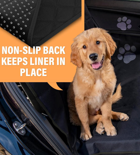 Dog Car Seat Cover Car Seat Protector- Dog Seat Cover for Back Seat of Suvs, Trucks, Cars - Waterproof & Convertible Dog Hammock for Car Backseat - Dog Travel Accessories -Orange, XL