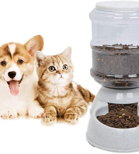 Automatic Cat Feeder, 1 Gallon Cat Dog Food Dispenser, Durable Automatic Gravity Cat Dog Feeder, Practical Automatic Pet Feeder Food Dispenser for Cats, Small Dogs and Other Cute Small Pets