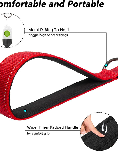 Load image into Gallery viewer, 4FT Heavy Duty Dog Leash with Soft Padded Double Handle, Durable Strong Clasp Dog Leashes, Reflective Nylon Walking Lead for Large,Medium,Small Breed Dogs, Red
