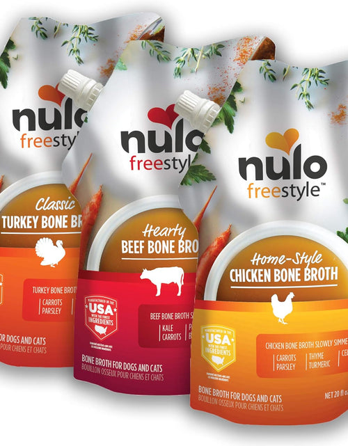 Load image into Gallery viewer, Freestyle Bone Broth, Premium Food Topper for Cats and Dogs, with Collagen and Chondroitin Sulfate to Help Boost the Quality of Your Pet’S Coat and Skin, 20 FL Oz Pouch
