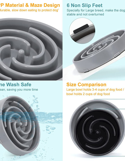 Load image into Gallery viewer, Slow Feeder Large Dog Bowls for Large Medium Dog Non Slip Maze Puzzle Bowl Pet Slower Food Feeding Dishes Interactive Bloat Stop Dog Bowl Preventing Choking Healthy Dog Bowl, Light Gray

