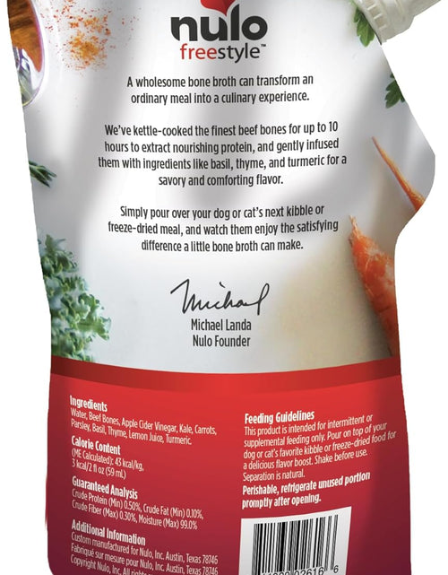 Load image into Gallery viewer, Freestyle Bone Broth, Premium Food Topper for Cats and Dogs, with Collagen and Chondroitin Sulfate to Help Boost the Quality of Your Pet’S Coat and Skin, 20 FL Oz Pouch
