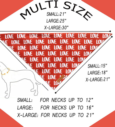 Holiday Dog Bandanas 2 Pack, Triangle Reversible Valentine'S Day Pet Scarf for Boy and Girl, Premium Durable Fabric, Bandana for Medium and Large Dogs (Large)